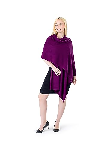 Velanio Cashmere 100% Cashmere Knitted Wrap Pashmina Shawl Extra Large Scarf Stole for Women Travel - color: Burgundy