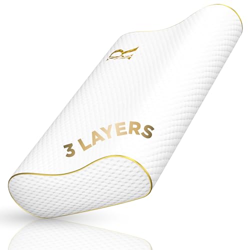 Memory Foam Pillow, King Cervical Pillow for Neck Pain, Contour Pillow, Neck and Shoulder Pain, Side Sleeper, Back and Stomach Sleeper - size: King 31 x 14 x 5"