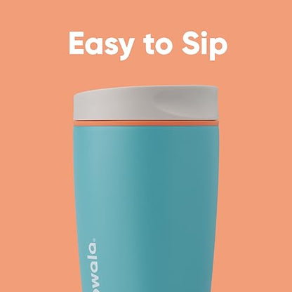 Owala SmoothSip Slider Insulated Stainless Steel Coffee Tumbler,Reusable Iced Coffee Cup,Hot-Coffee Travel Mug,BPA Free 20 oz,Grey/Blue (Beachy Breeze),(Pack of 8) - color: Beachy Breeze, size: 20 Ounces (Pack of 8)