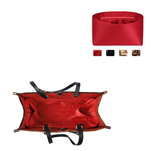 Speedy Neverfull Tote Organizer Insert - Silk Purse Organizer with Zipper, Silky Smooth, 6 Sizes (Medium, Silky Red) - color: Red, size: Regular Medium