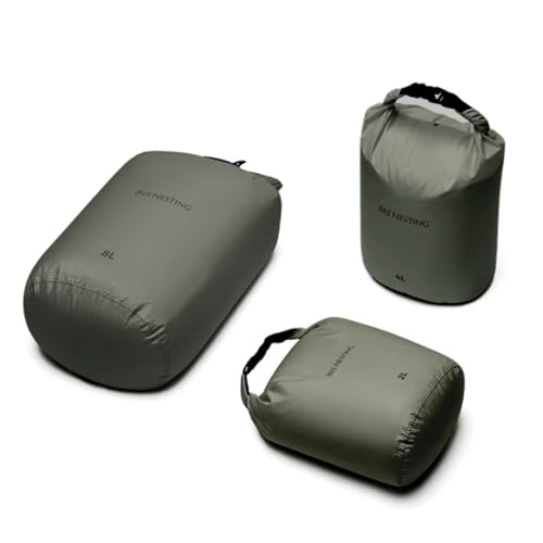 Bee Nesting Waterproof Dry Bag Lightweight Dry Sack Marine Dry Bags Suitable for swimming,kayaking,rafting boating, surfing, outdoor travel, mountaineering,hiking - color: Army green, size: 2L 4L 8L
