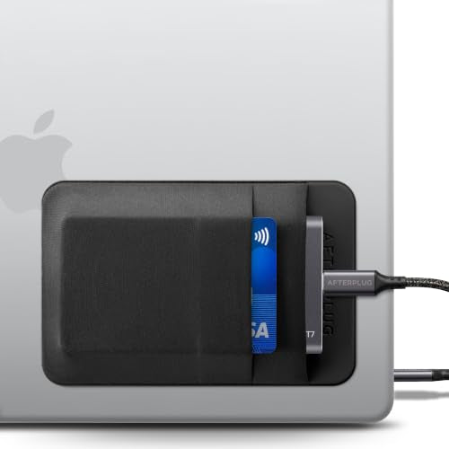 2-Pocket Adhesive Hard Drive Holder for Laptop, Stick-On Pocket Pouch for External Portable SSD, HDD, Slim Mouse and Cables (Small - Fits SSD) - color: Black, size: Small
