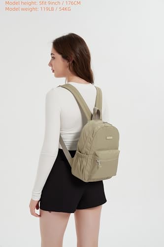 AOTIAN Mini Lightweight 11.8 Inch Backpack Durable Travel Hiking Women and Girls Small Daypack, 7 Liters Khaki - color: Khaki