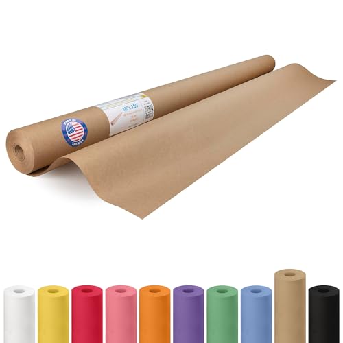 IDL Packaging Brown Kraft Paper Roll 48" x 2160" (180 feet), 30lb Thickness - USA-Made Brown Wrapping Paper for Packing, Moving, Shipping, Crafts, Arts, Party - 100% Recycled Gift Wrap Material - color: Brown, size: 48"x180' (#30 thick)