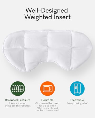 Sivio Weighted Eye Mask for Women & Men, Heatable and Freezable Weighted Eye Pillow with Silica Beads & Adjustable Strap, Soft Breathable Cotton Eye Cover for Sleeping Faster and Better, Black - color: Black