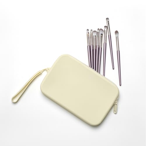 Large Silicone Multifunctional Essential Bag Portable Travel Makeup Bag for Women Men Cards Cash Bag Zipper Pouch (White) - color: White