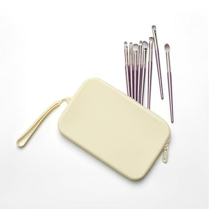 Large Silicone Multifunctional Essential Bag Portable Travel Makeup Bag for Women Men Cards Cash Bag Zipper Pouch (White) - color: White