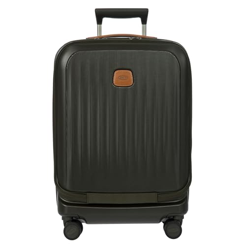 Bric's Taormina Ultra-Light Carry-On Spinner – Airline Approved Expandable Hard Shell Suitcase with TSA Lock, Anti-Tamper Zippers & Built-In USB Port - 21 Inch with Pocket, Olive - color: Olive, size: Carry-On w/ Front Pocket