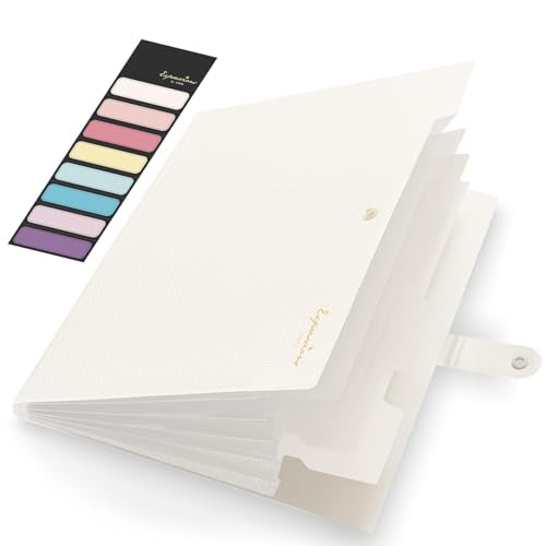 Sooez Accordion File Organizer, Letter Size Expanding File Folder with Labels, 5 Pocket Folders for Document, Portable Paper Bill Receipt Organizer for Home School Office Supplies, A4 Size, Off White - color: Off White