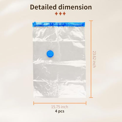 4 Pack Vacuum Storage Bags, Space Saver Bag Vacuum Seal Bags for Clothing Travel Moving Blankets Pillows Storage and Organization.（40 x 60CM）