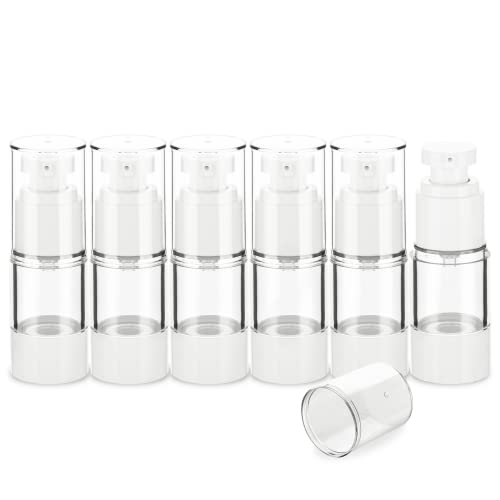 0.5OZ/15ML Clear Airless Pump Bottles, Lotion Dispenser Travel with Pump, Vacuum Plastic Travel Size Lotion Bottle for Foundation, Creams, Cosmetic(6 Pack) - size: 0.5 oz / 15 ml (6 pcs)