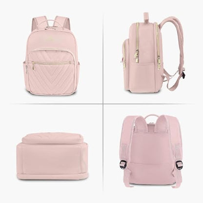 MATEIN Bowknot Cute Backpack Purse, Fashion Mini Shoulder Bag, Waterproof Lightweight Travel Daily Backpack College Handbag for Ladies Women, 2pcs Sets, Pink - color: Pink, size: Small-12.9 inch