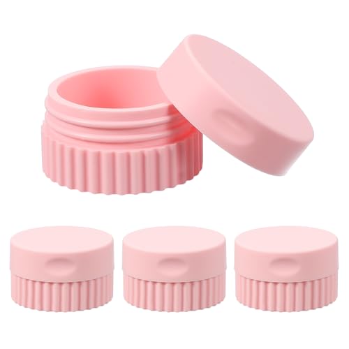 uxcell 4pcs Travel Containers for Toiletries, 0.68oz 20ml Small Silicone Cream Jars Leak-proof Travel Essentials with Lid for Cosmetic Body Skin Cream, Pink - color: Pink