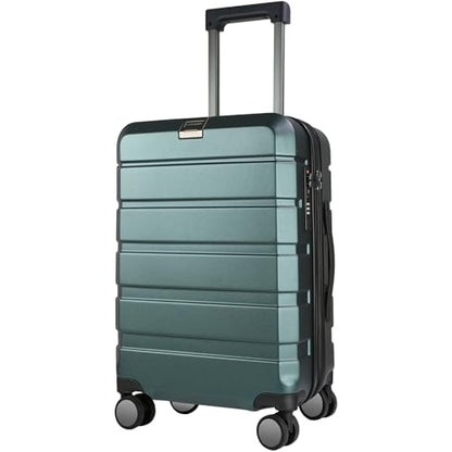 KROSER Hardside Expandable Carry On Luggage with Spinner Wheels & Built-in TSA Lock, Durable Suitcase Rolling Luggage with USB Port, Carry-On 20-Inch, Dark Green - color: Dark Green