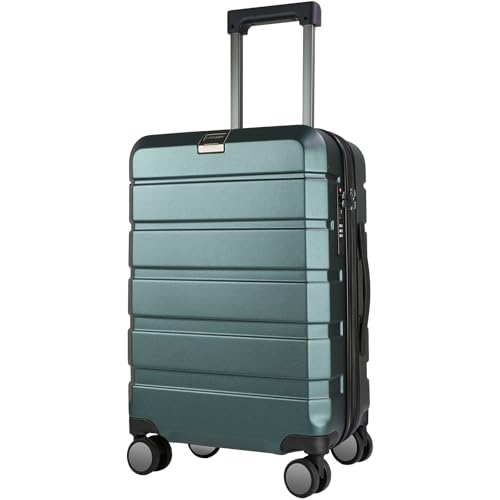 KROSER Hardside Expandable Carry On Luggage with Spinner Wheels & Built-in TSA Lock, Durable Suitcase Rolling Luggage with USB Port, Carry-On 20-Inch, Dark Green - color: Dark Green