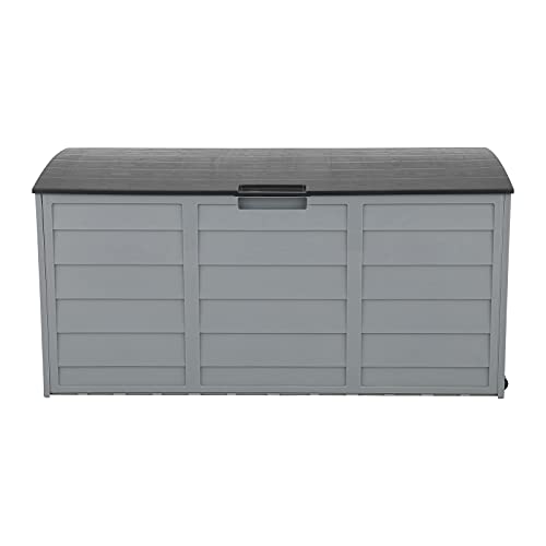 Vasitelan 75 Gallon Outdoor Storage Box, Lockable Plastic Storage Containers with Lid, Patio Deck Box Furniture for Garden, Pool, Balcony, Yard (Gray) - color: Gray