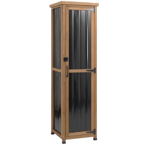 Ketive 62" Tall Outdoor Storage Cabinet, Narrow Garden Storage Cabinet with Adjustable Shelves, Slim Wood & Metal Tool Organizer for Patio, Garden, Porch, Garage or Indoor Storage - color: Black, size: 18" x 18" x 62"