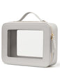 Popvibe Clear Makeup Bag Travel Cosmetic Case Transparent Toiletry Bag with Zipper, Portable Make Up Organizer Traveling Compact Car Bag for Essentials - color: Beige Grey, style: Large Luxe