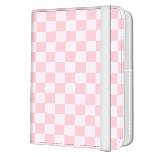 Passport Holder for Travel Essentials, Leather RFID Blocking Passport Wallet Cover Case, Cute Passport Book Holders for Women and Men Pink Checkerboard - color: Pink Checkerboard