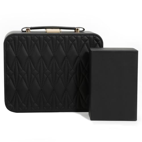Travel Jewelry Box Jewelry Storage Case Jewelry Suitcase for Women and Men 2 Layer Jewelry Organizer Box with Removable Tray (Black) - color: Black-2