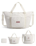 BAGSMART Foldable Travel Bag, 37L Expendable Personal Item Bag, Lightweight Weekender Bags for Women, Water Resistant Extra Carry on for Travel, White - color: Ivory White