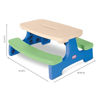 Little Tikes Easy Store Picnic Table with Umbrella, Multi Color, 42.00''L x 38.00''W x 19.75''H - size: Standard