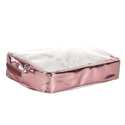 Remobia Hicol TSA Approved 5-Piece Diaper Bag Organizer Pouch Set Clear Waterproof TPU Kids Toiletry Storage Set Travel Packing Clutch Cube Bags for Baby Nursing(Gose gold leather) - color: Gose gold leather