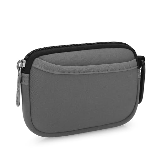 E-Tree Mini Neoprene Pouch Case for Phone Charger Airpods Cables Earphones MagSafe Power Adapter Keys Keychain Small Accessories Storage Organizer Tech Bag, Coin Purse Wallet, Zipper Pocket (Grey) - color: Grey