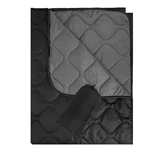 Poncho Liner Military Insulation Blanket Camo with Compression Carry Bag for Outdoors Hiking Jungle Hunting Gear - color: Bk/Gray, size: 1.4Mx2M(4.6x6.6ft)