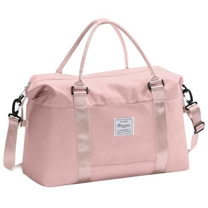 Pink Gym Bag with Wet Pocket, Foldable Travel Duffle Bag Carry On Weekender Bags for Women, Waterproof Overnight Bag for Travel, Gym, Yoga - color: X-Pink