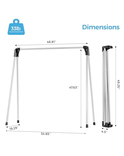 APEXCHASER Clothes Drying Rack Foldable, Stainless Steel Laundry Drying Rack Collapsible, Clothes Hanger for Sweater Baby Clothes Towel for Indoor & Outdoor, Portable Clothes Airer for Travel - size: 48 inch New