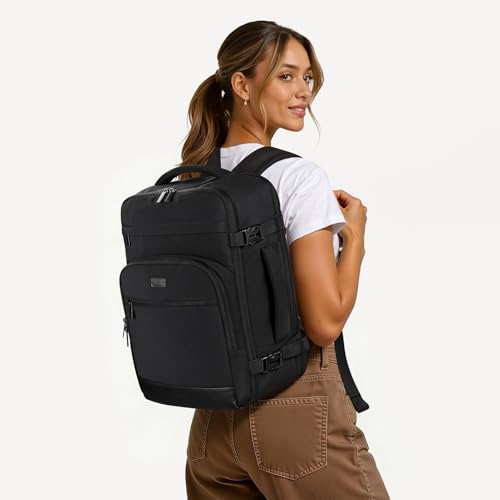 mibasies 30L Travel Backpack for Women & Men: Flight Approved Carry On Backpack, TSA Personal Item Bag with Water Bottle Pocket, Weekender Essentials Backpacks fits 15.6" Laptop - Black - color: Black, size: Large