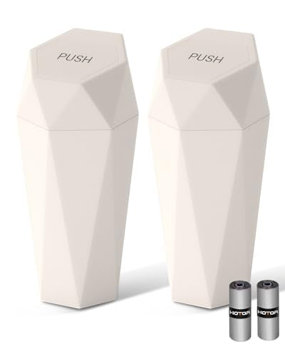 HOTOR Car Trash Can with Lid - 2 Pack, Car Accessories for Interior, Leakproof Vehicle Garbage Can with 30 Attached Trash Bags, Multipurpose Organizers and Storage for Home, Office, Beige - color: Beige