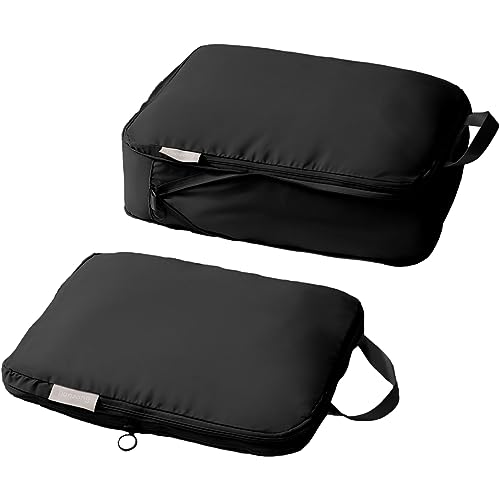 tianzong Compression Packing Cubes for Suitcases, Luggage Organizer Bags Set for Travel (2-Pack Medium, Black) - color: 2-Pack Medium, Black