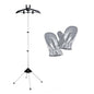 Clothes Steamer Stand Hanger with Steamer Ironing Gloves for Steaming Clothes, Handheld Garment Steamer Rack with Flexible Anti Steam Mitt - color: Silver Gloves + Black Rack
