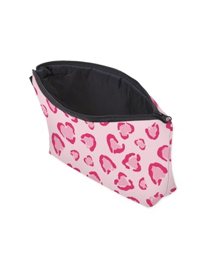 Cute Travel Makeup Bag Cosmetic Bag Small Pouch Gift for Women (Heart Leopard Pink) - color: Heart Leopard Pink