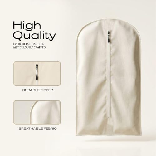 100% Cotton Garment Bag | Long | Breathable Garment Bags for Hanging Clothes | Garment Storage Bag for Long Dresses & Coats Storage | Pack of 1 (42 Inch) - size: 42 Inch