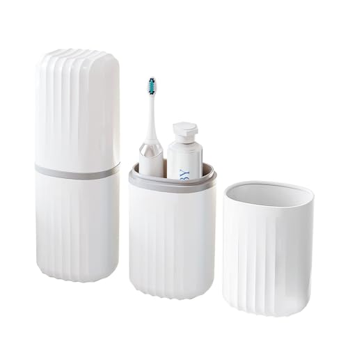 Topavatop Toothbrush Travel Case, 2 in 1 Toothbrush Holder and Rinse Cup, Large Capacity Toothbrush Cup with Cover, Portable Travel Toothbrush Holder for Traveling, Camping, Trip - 1Pcs - White - color: White