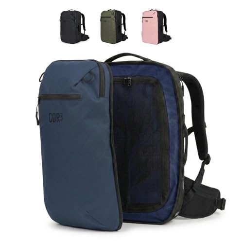 COR Surf Travel Backpack Carry On Backpack for Airplanes - Travel Backpack with Clamshell Design The Island Hopper - 40L Blue - color: Navy Blue, size: 40L