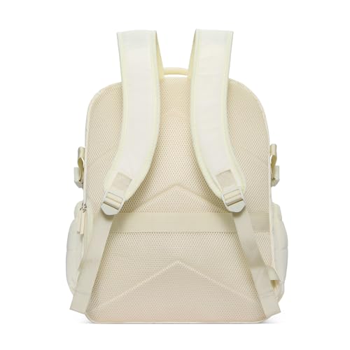 CLUCI Wrinkle-Resistant Laptop Backpack for Women, 17.3 Inch Anti Theft Travel Backpack, Puffer Quilted Work Backpack, Water Resistant College Bookbag with RFID - color: Wrinkle-resistant Fabric White