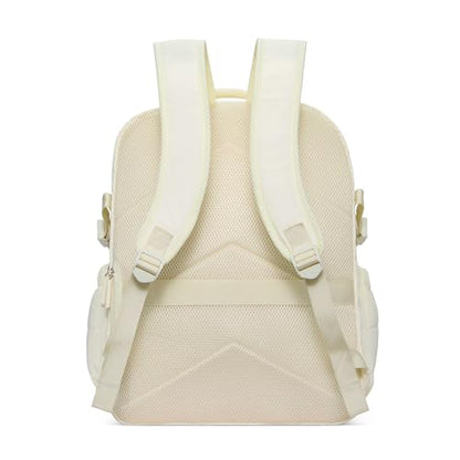 CLUCI Wrinkle-Resistant Laptop Backpack for Women, 17.3 Inch Anti Theft Travel Backpack, Puffer Quilted Work Backpack, Water Resistant College Bookbag with RFID - color: Wrinkle-resistant Fabric White
