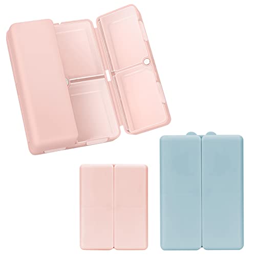 FYY 2 Pcs Daily Pill Organizer, 7 Compartments Portable Pill Case Travel Pill Organizer,[Folding Design] Pill Box for Purse Pocket to Hold Vitamins,Cod Liver Oil,Supplements and Medication-Pink+Navy - color: Pink+navy, size: Large (1 Piece), Small (1 Piec