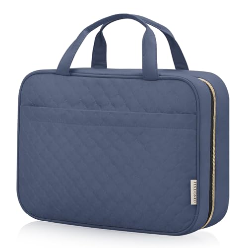HXLGMD Travel Size Toiletry Bag for Women, Portable Cosmetic Bag with Hanging Hook, Travel Essentials Water-resistant Makeup Organizer for Accessories, Shampoo, Full-size Container, Toiletries - color: Aegean Blue, size: Large