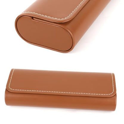 RayLove Hard Shell Glasses Case, Lightweight Leather Eyeglass Case, Travel-Friendly Sunglasses Protector for Men & Women - color: Brown