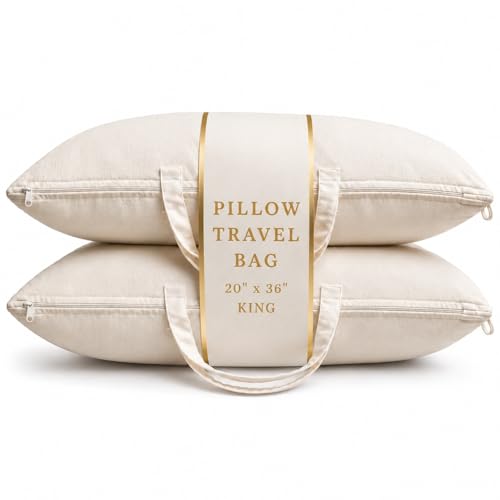 Canvas Pillow Bag for Home and Travel, Blanket Bag, Storage Bag, Multi-Use for Home and Garden Pack of 2 (Off-White, King (20 x 36) Inches) - color: Off-White, size: King (20 x 36) Inches