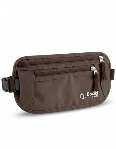 Money Belt for Travel with RFID Blocking Technology - Hidden Travel Money Pouch for Cash, Credit Cards, Passport, and Travel Valuables - Secure Water Resistant Money Belt for Men and Women (Brown) - color: Brown