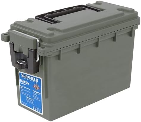 Sheffield 12626 Ammo Storage Box, Stackable .30 Cal Field Boxes, Water and Dust Resistant, Lockable Storage Box with Handle, Secures Hunting Gear, Supplies, and Bullets, Made in USA, Green(Pack of 6) - color: Green, size: Standard Single (Pack of 6)