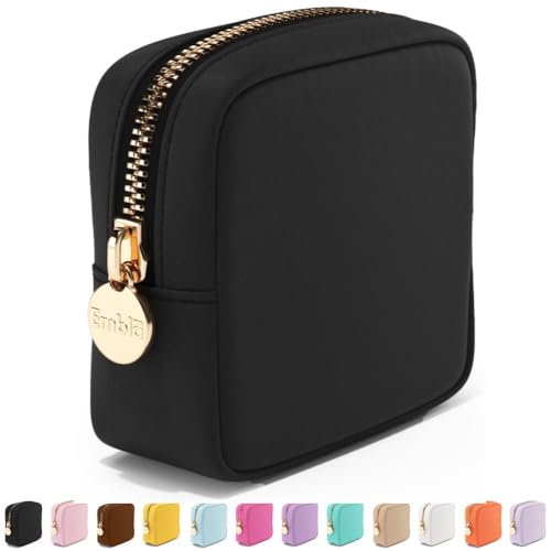 Embla Small Makeup Bag for Purse, Mini Waterproof Nylon Cosmetic Pouch, Durable and Lightweight Travel Toiletry Bag with Smooth Zipper, Black - color: Black, size: Mini
