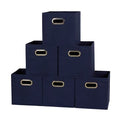 Household Essentials 81-1 Foldable Fabric Storage Bins | Set of 6 Cubby Cubes with Handles | Navy Blue, 6 lbs (Pack of 6) - color: Navy, size: 11” L x 11” W x 11” H (Pack of 6)