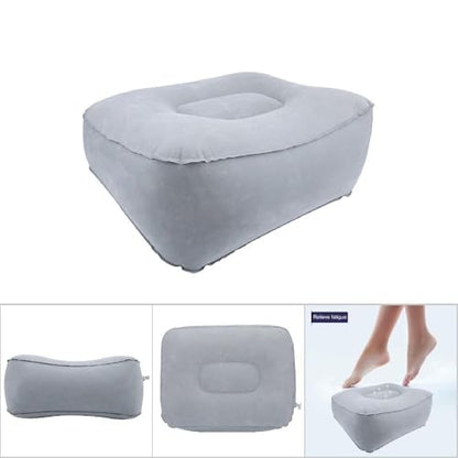 Footrest with Air Pump - Soft Flocking Adjustable Height Leg Support Cushion for Travel, Office & Home Use,37x30x16cm/14.57x11.81x6.30in(Grey) - color: Grey